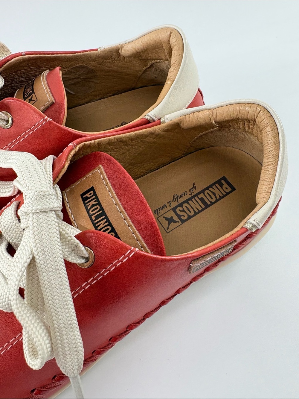 Pikolinos Soller Peach Coral Leather Sneakers Lace Up Shoes EU 40 US 9 - Picture 9 of 10